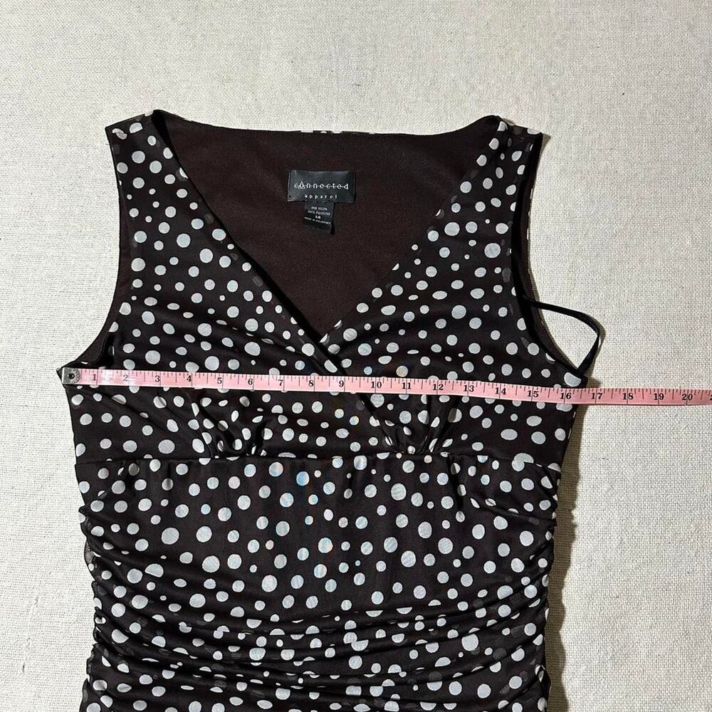 Connected Apparel Brown & White Polka Dot V-Neck Maxi Dress with Ruched Waist - Picture 4 of 5